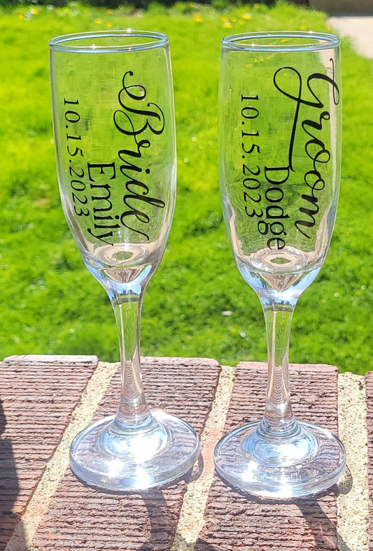 Bride & Groom Champagne Glasses