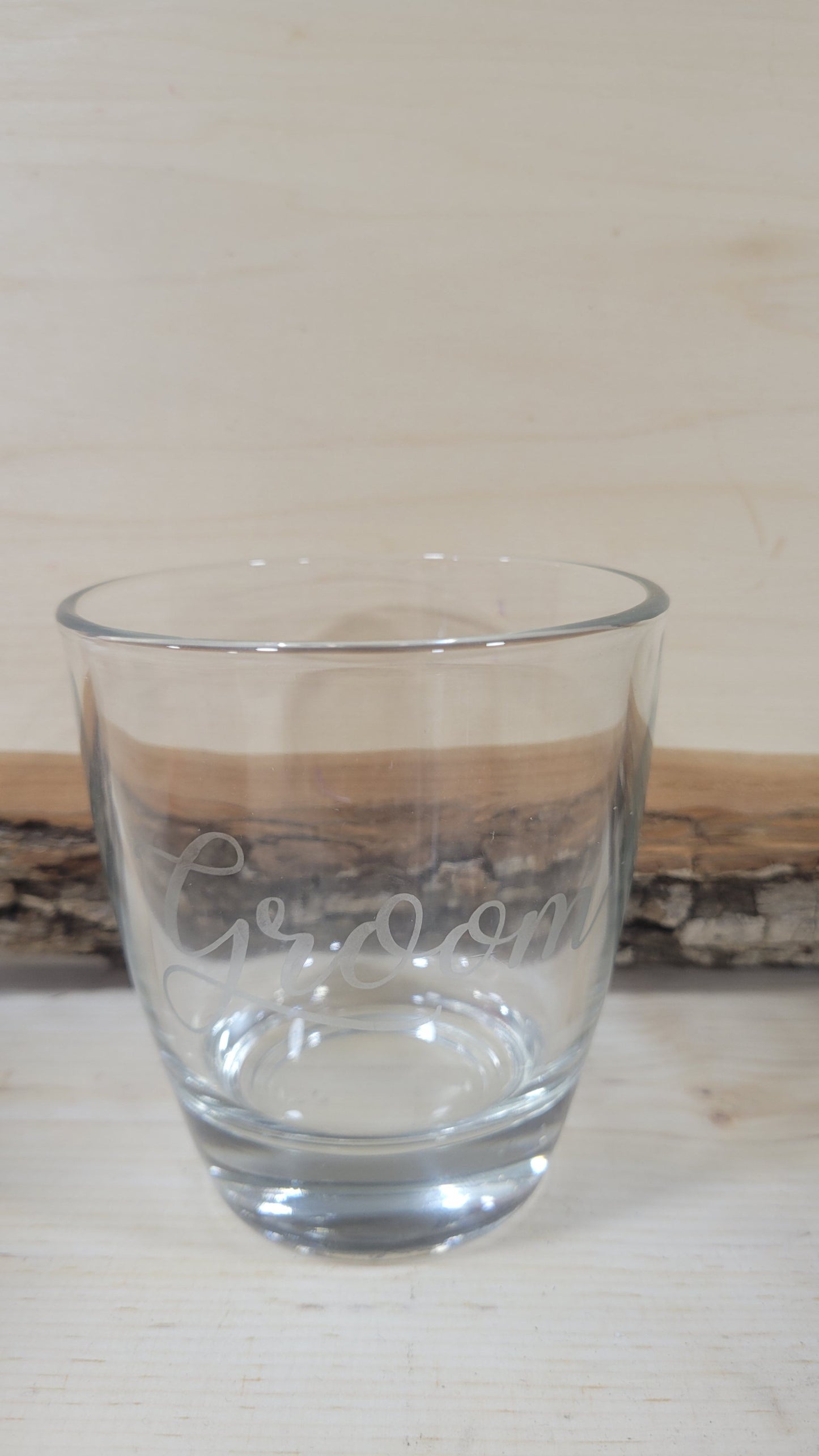 Etched Bride & Groom Wine/Whiskey Glasses